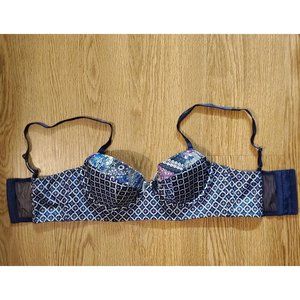 Victoria's secret 32c #paisley silk royal blue and purple #diamond #quilted